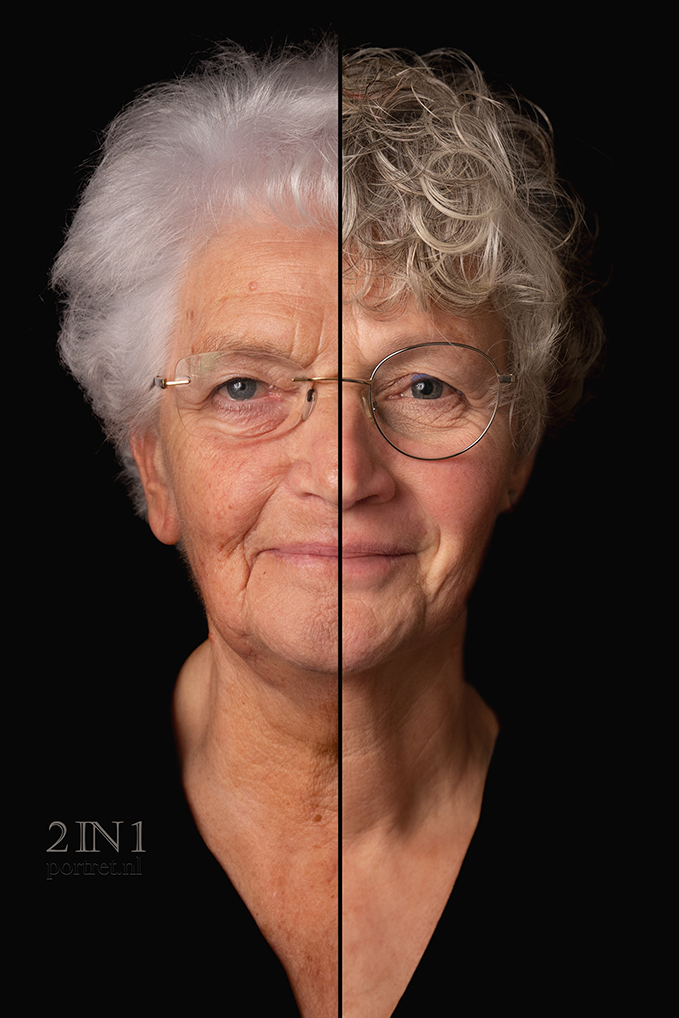 2 in 1 portret, duo portret van volwassen